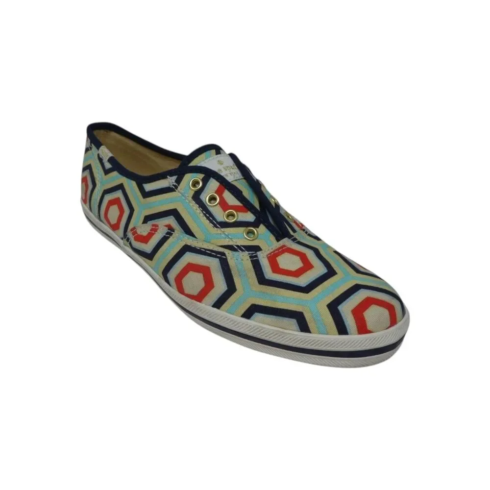 Keds Kate Spade Geometric Canvas‎ Slip On Designer Sneakers Womens 7.5